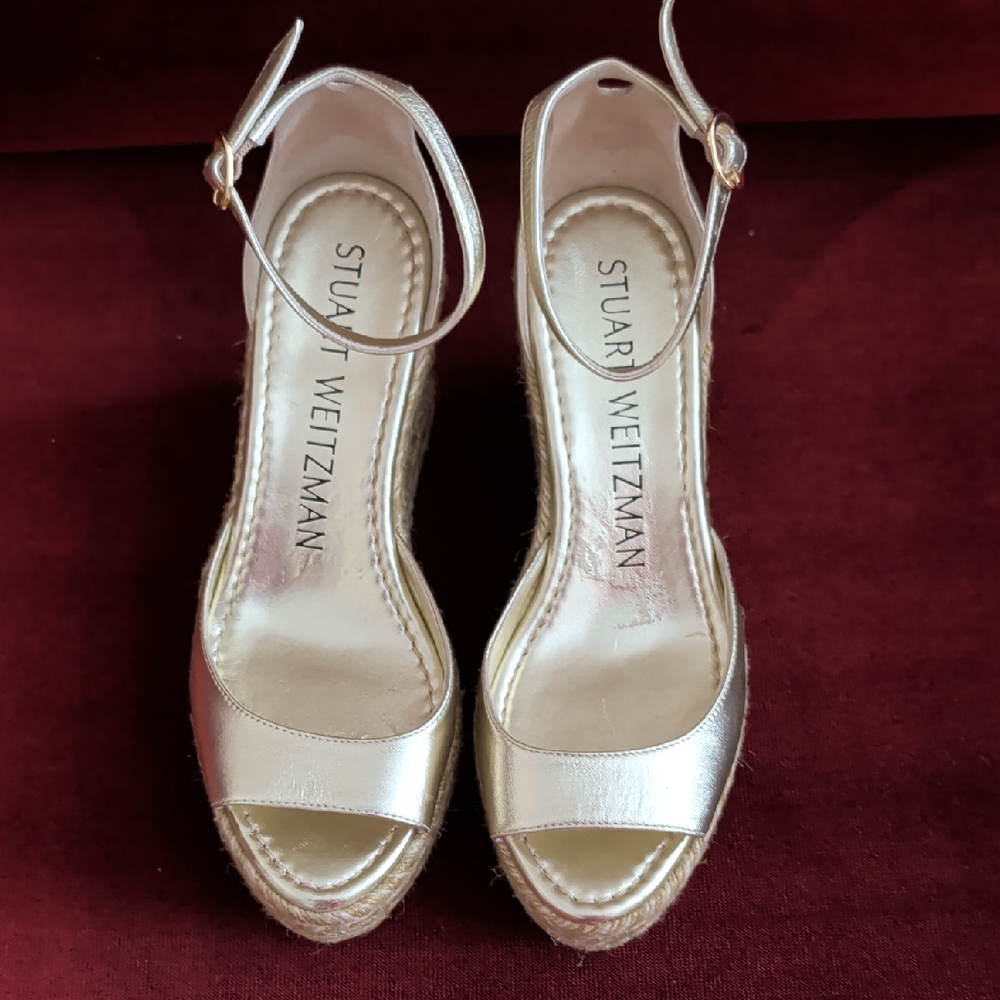 Stuart Weitzman Gold Espadrille Sandals